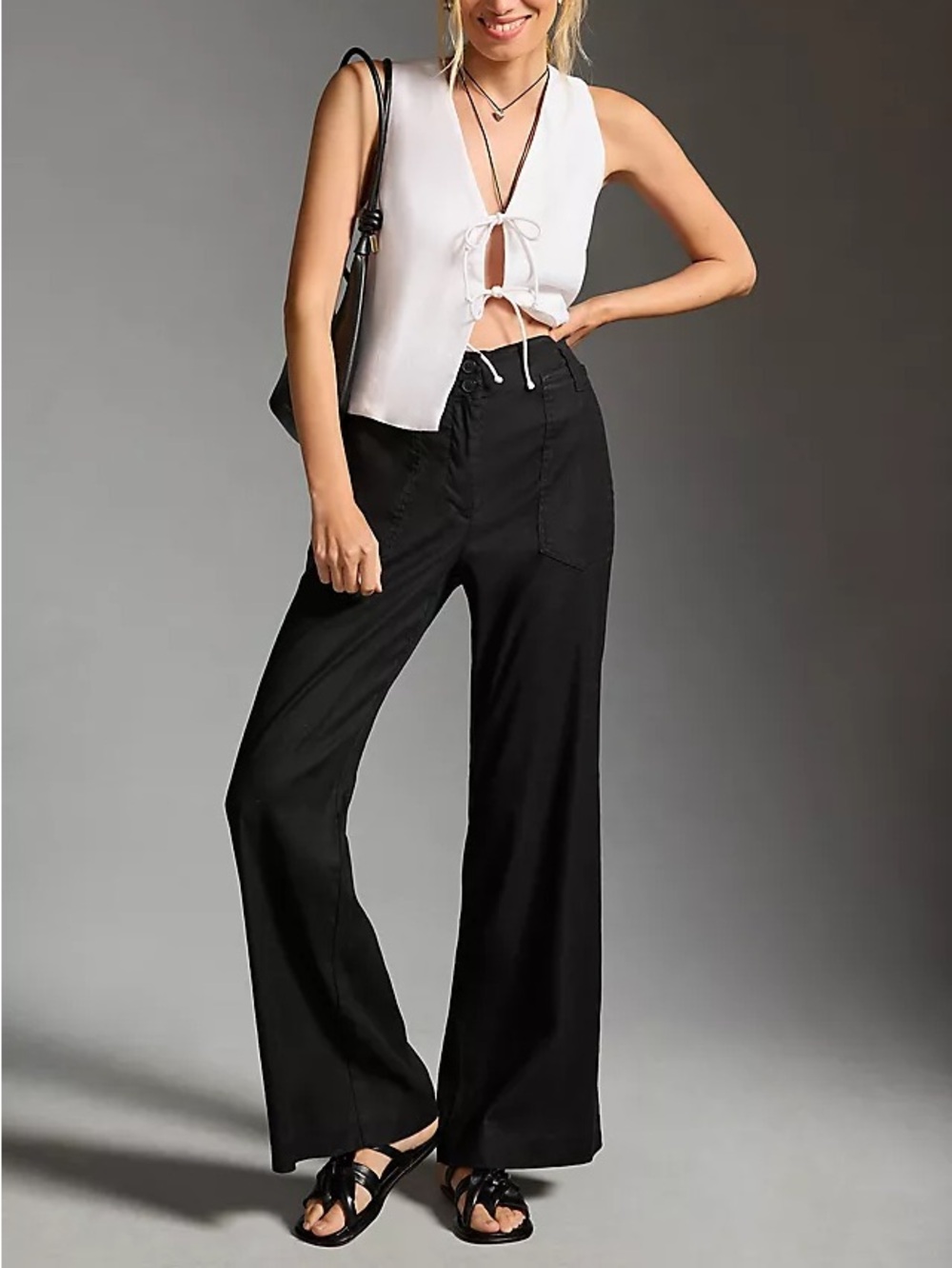 Maeve Naomi Wide Leg High-Waist Black Pants - Women's Trousers